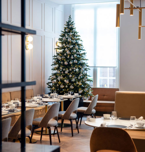 Christmas tree in a restaurant at LOF in Ghent
